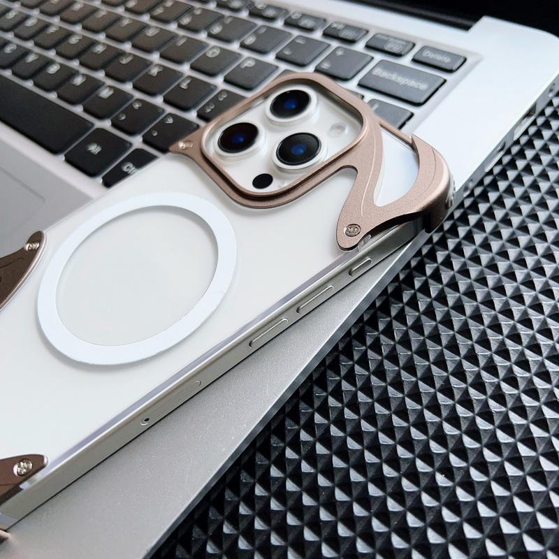 Lega di Alluminio Senza Bordo per Magsafe Custodia Trasparente per Telefono Per iPhone 16 Pro 15 Pro Max Magnetica Antiurto PC Rigido Copertura Posteriore Trasparente