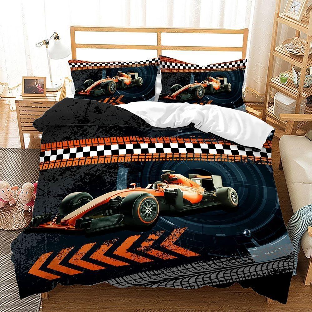 3D Sports Car Pattern Bedding Set Motorcycle Car Printed Down Duvet Cover Pillowcase Single Double Bed Home Decoration Youth Gift