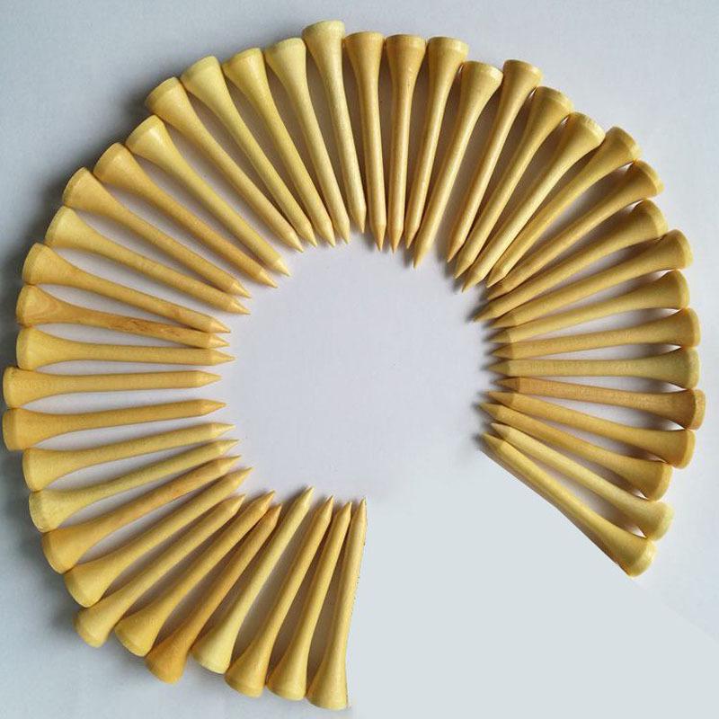 Bamboo Golf Tees 70mm - Natural Wood Color Ball Holder Accessories 83 pcs