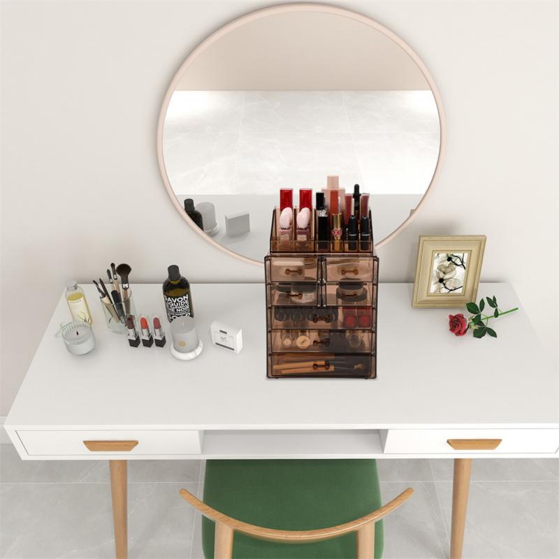 2pcs Cosmetics Storage Rack Shelf Multifunctional Large Capacity Space Saving Organizer With 7