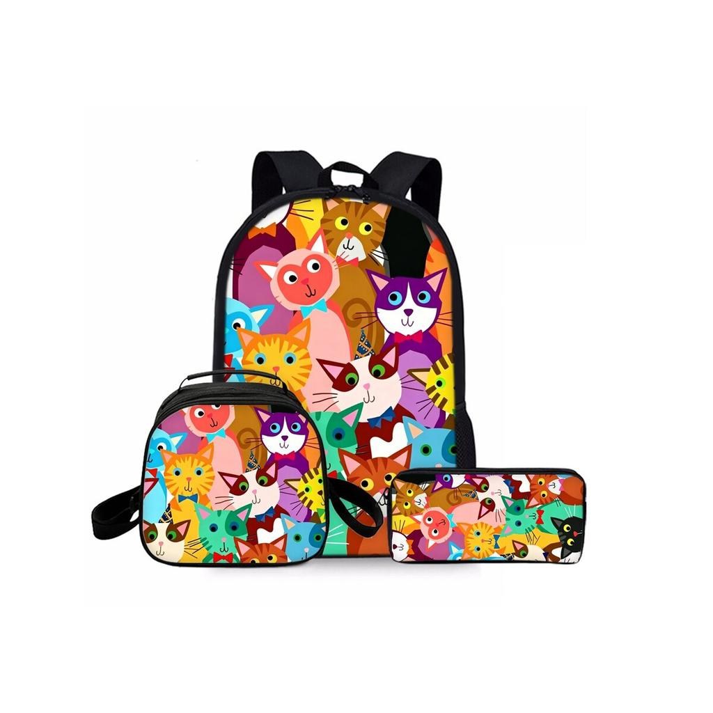 Tree Of Life Three Piece Set Rucksacks for Boys/Girls Best Gifts 2D Animated Water-resistant Stylish School Carrier for Children