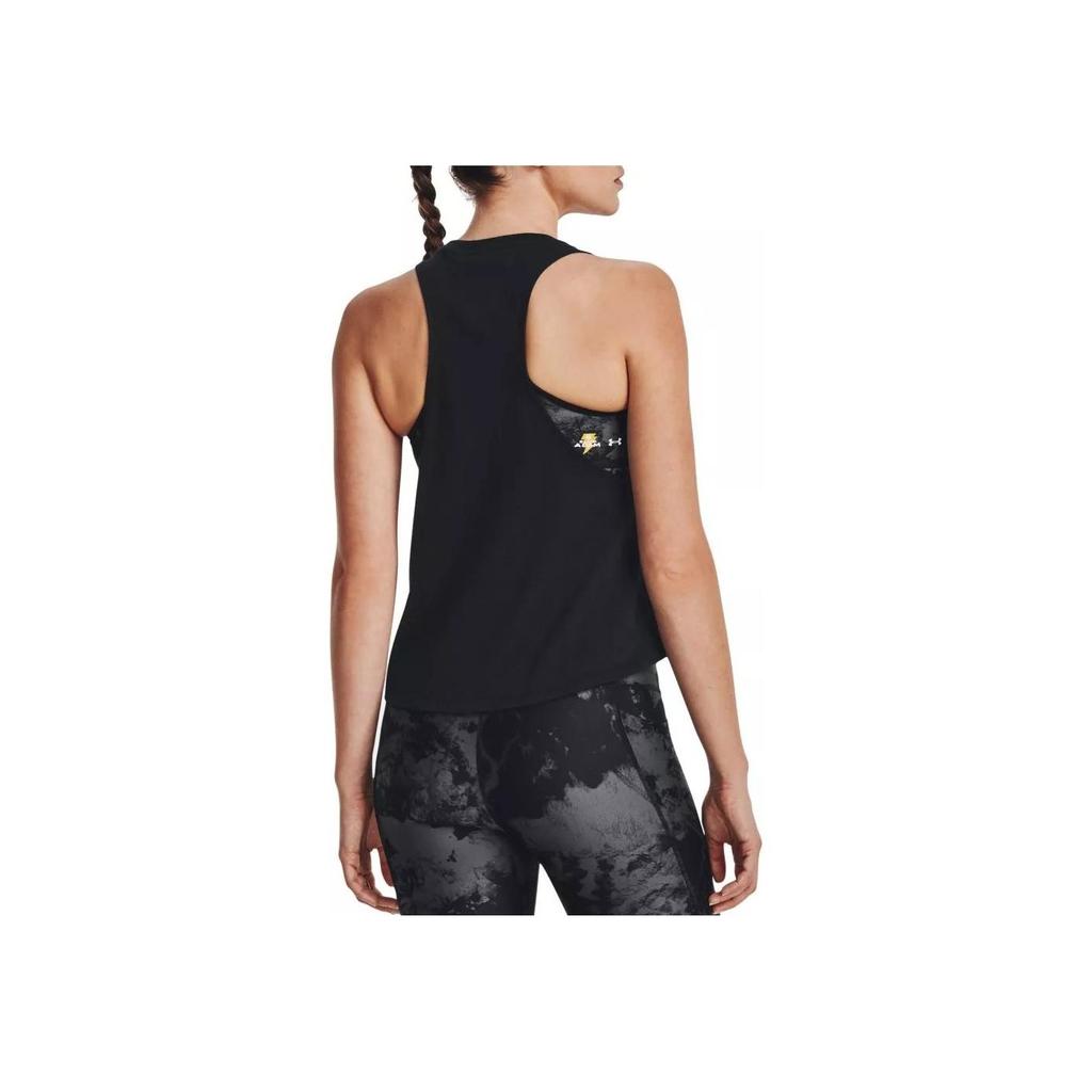 Under Armour Johnson Series Letter Lightning Print Knit Tank Top Women Tops Black 1377760-001