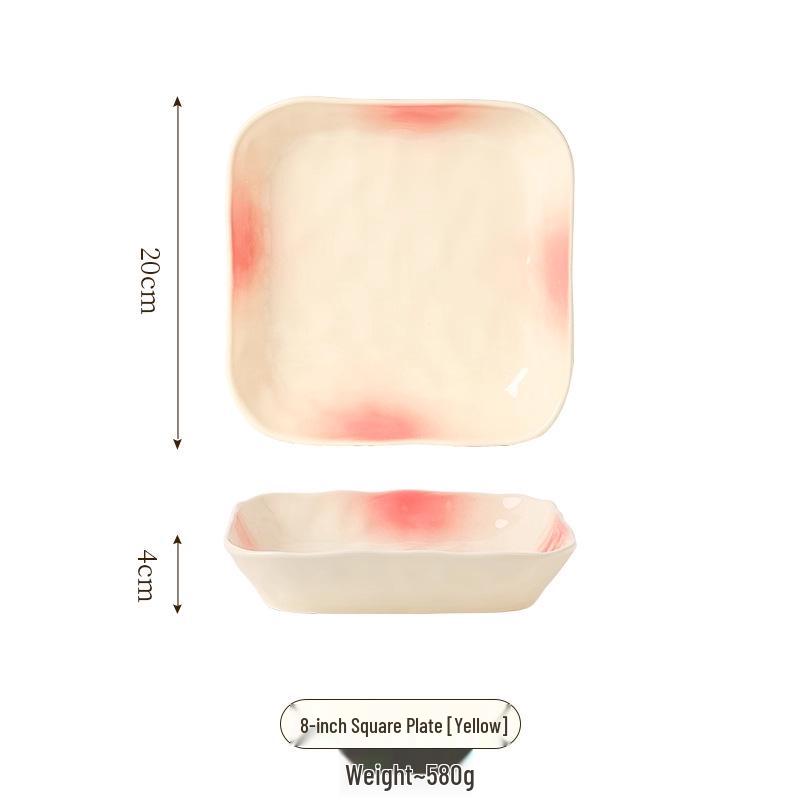 2025 Stylish Pink Ceramic Tableware Set: Elegant Plates and Deep Fruit Bowls