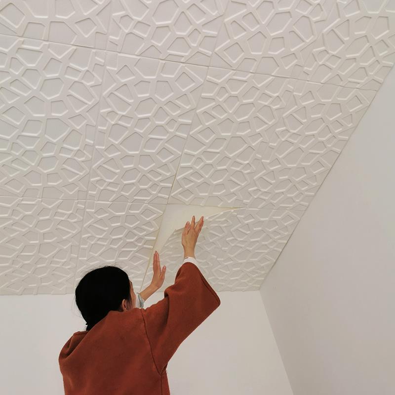 3D Grid Room Warm Decoration Self-adhesive Wall Stickers 35*35cm Foam Waterproof Anti-collision Wallpaper Ceiling Background