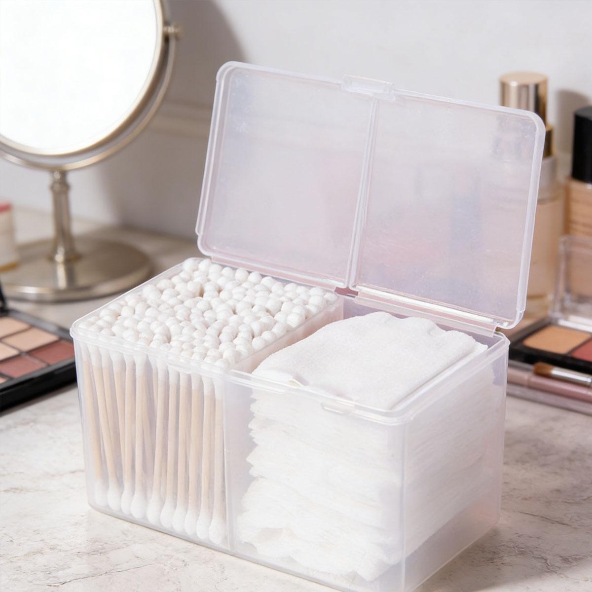 

1pc-Nail Towel Storage Box Cotton Pad Storage Box Independent Double Grid Nail Wash Towel Storage Tube Cotton Swab Storage Box прозрачный