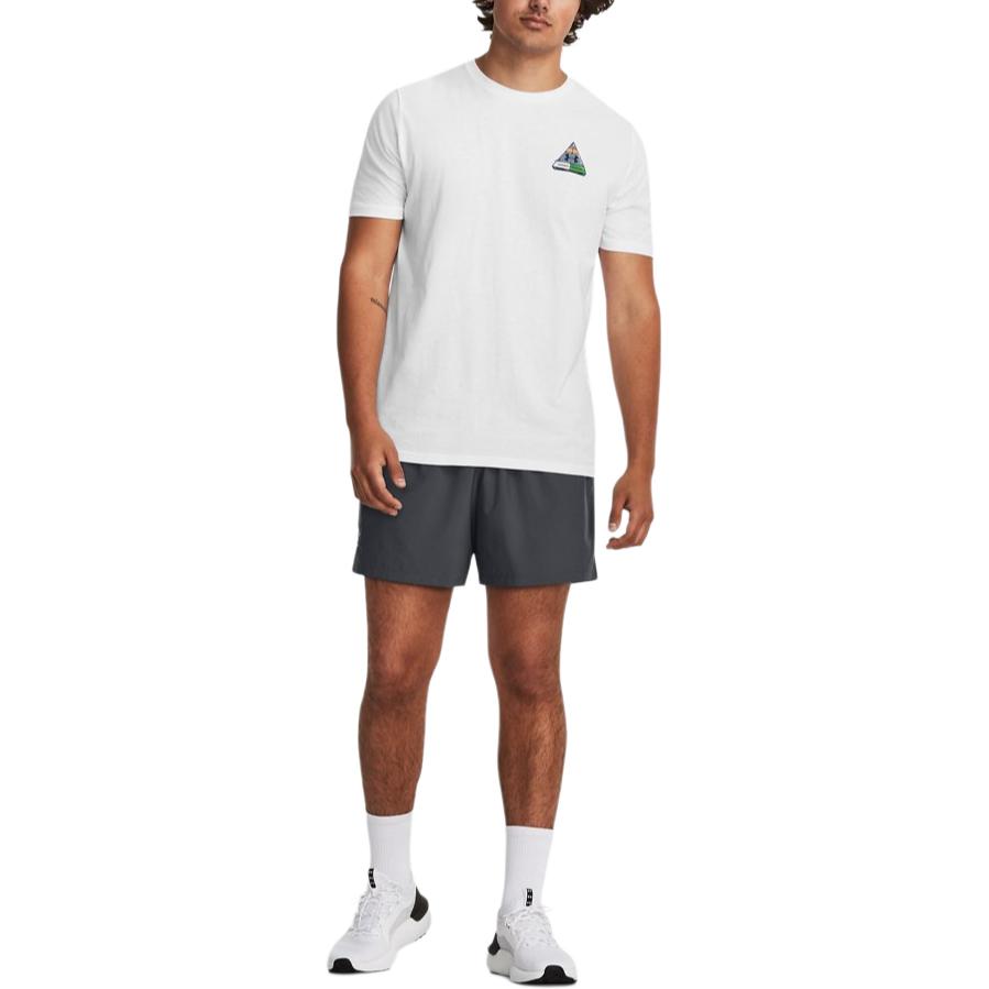 Under Armour T Shirts Men's White Crew Neck Moderate Straight Fit 1379551-100