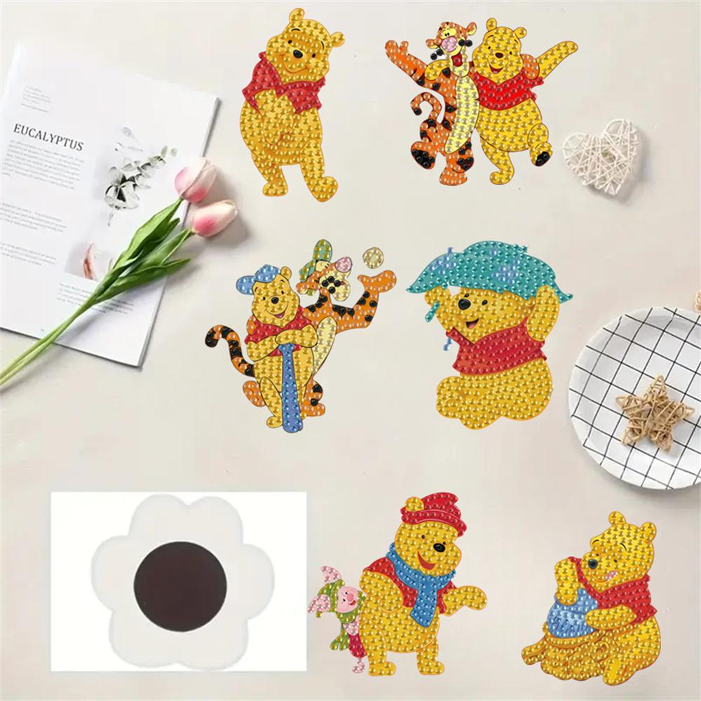6Pcs Little Bear Series Diamond Art Fridge Magnet Diamond Painting Refrigerator Magnet Diamond Painting Fridge Magnet for Adults Beginners
