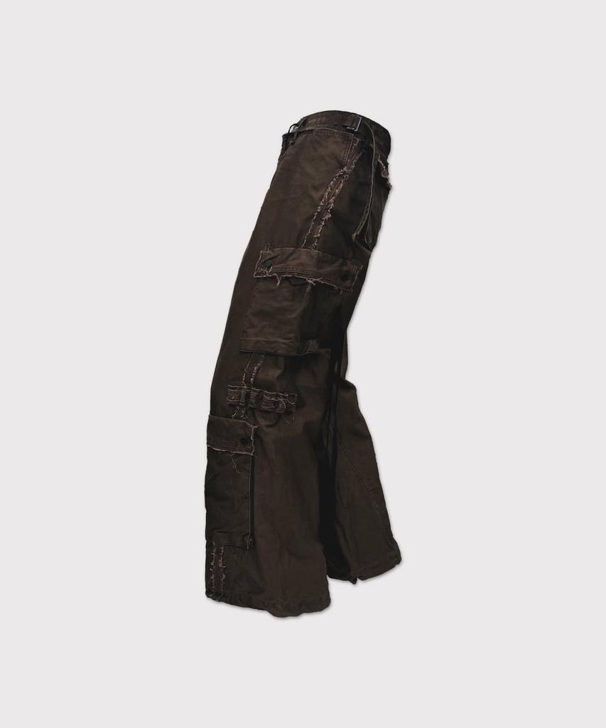 Maineoseu Slash Seam Twist Cargo Pants(Pigment Dyed Moleskin) - Mocha