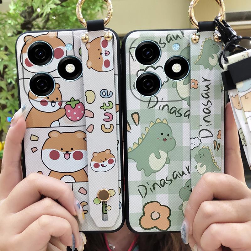 Dirt-resistant Fashion Design Phone Case For Tecno Spark20/KJ5 Shockproof Anti-knock Durable Waterproof Ring Lanyard