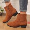 Fashion Vintage Women Suede Ankle Boots Fashion Elegant Pointed Toe Shoes Autumn Thick Middle Heel Solid Women's Short Booties Size36 40