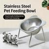 15°Thickened Anti-overturning Protection of Cervical Spine Cat Rice Bowl 304 Stainless Steel Increased Oblique Pet Food Bowl
