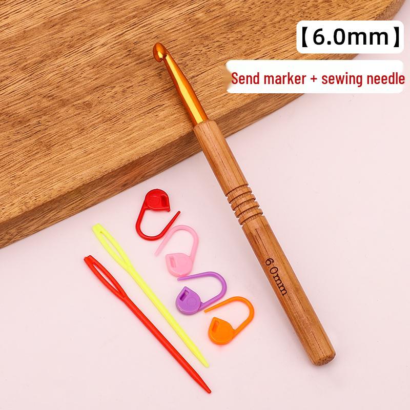 Set croșete din lemn rotunde pentru proiecte cu fir: Pulover, Păpușă, Papuci de casă și Pachet Material Tricotat