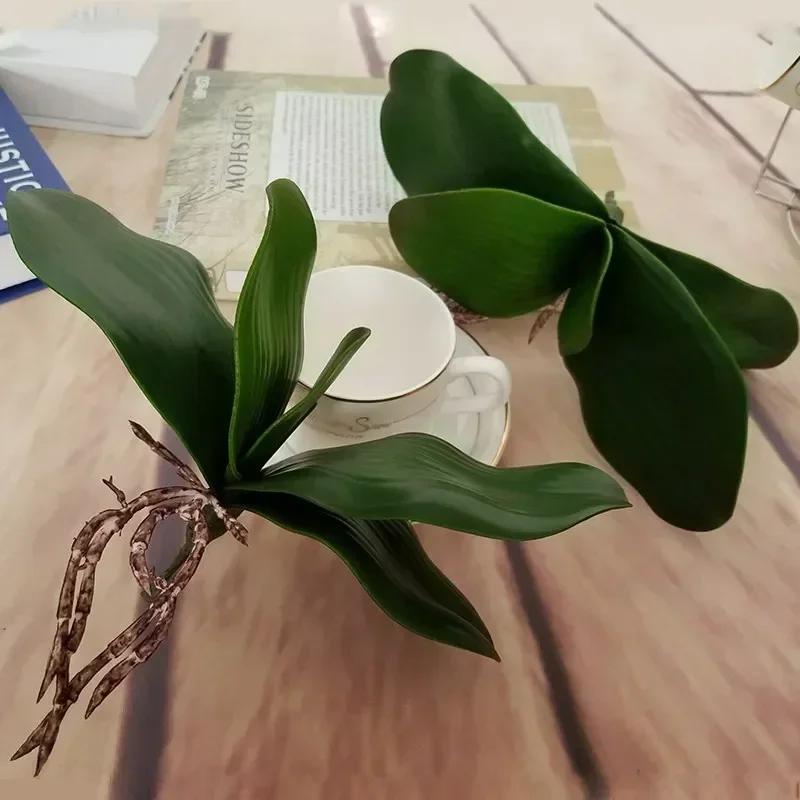 Artificial Plant Leaf Real Touch Phalaenopsis Orchid Plastic Leaves Fake Plant Green Leaf Decorative Green Plant Simulation Leaf