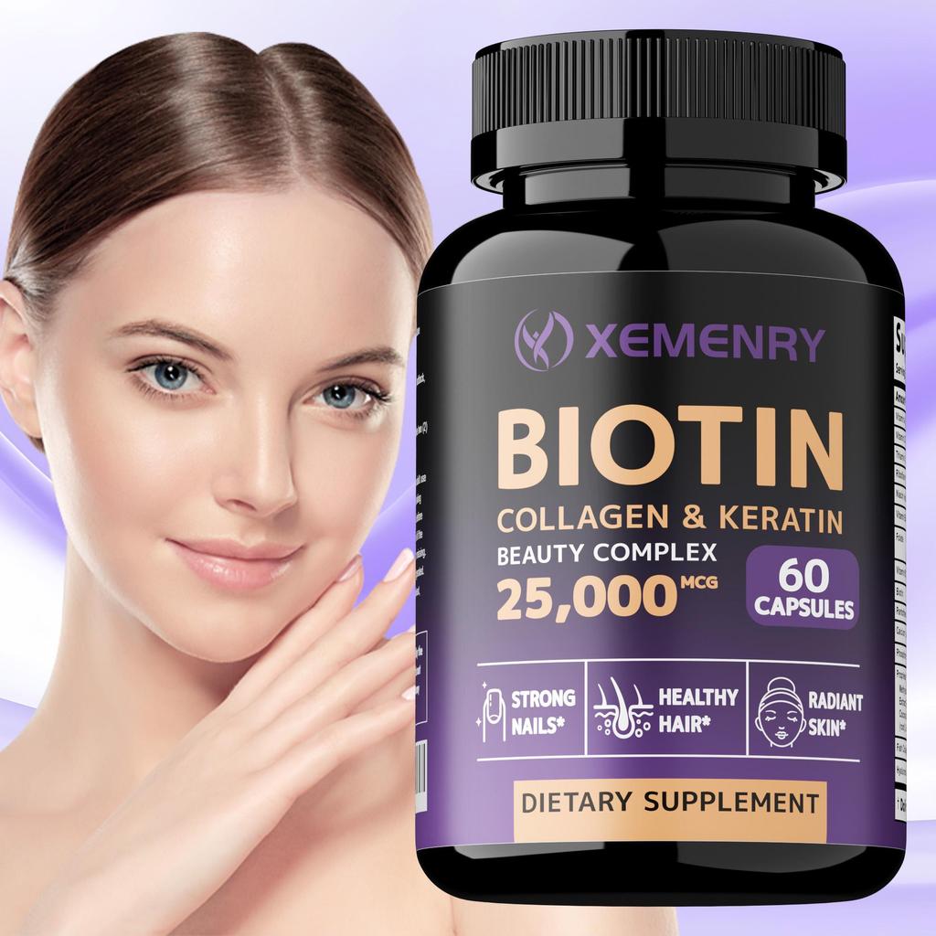 BIOTYNA - 25 000 MCG Kompleks Piękna - Dla Mężczyzn i Kobiet - Poprawia Jakość Włosów, Metabolizm i Zdrowie Układu Odpornościowego - Kapsułki Wegetariańskie