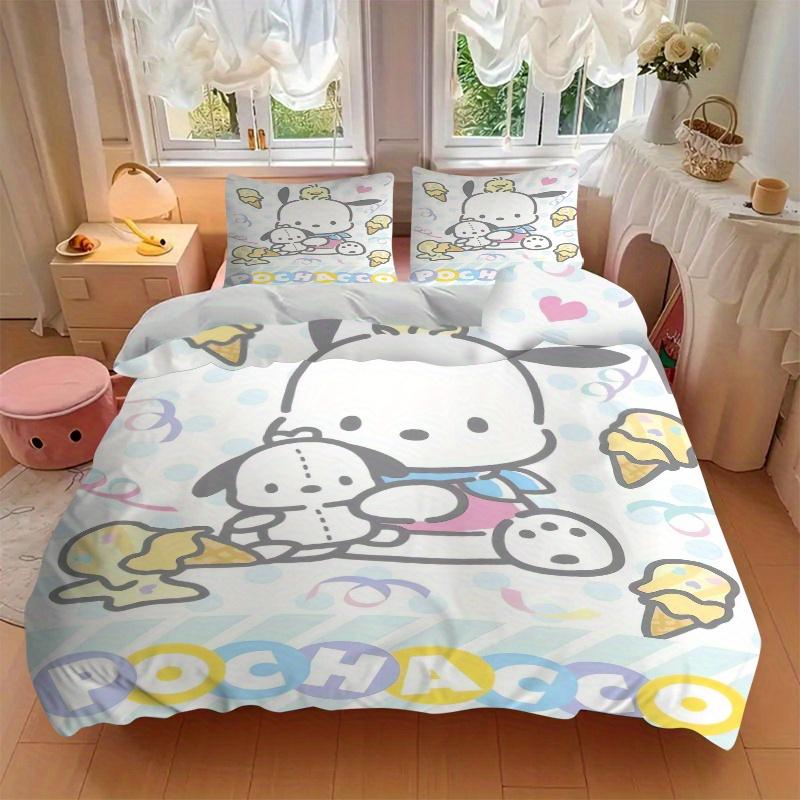 3pcs Ribbon Ice Cream Pochacco Bedding Set - Includes 1 Quilt Cover and 2 Pillowcases, Comfortable Bedding with Stylish Design for Bedroom,