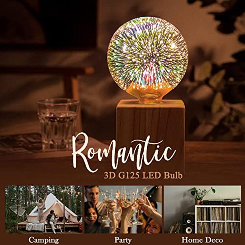 3D Fireworks LED Light Bulb E27 AC100-240V Glass Bulbs Retro Edison Lamp for Home Bedroom Party Decoration Light Bulb