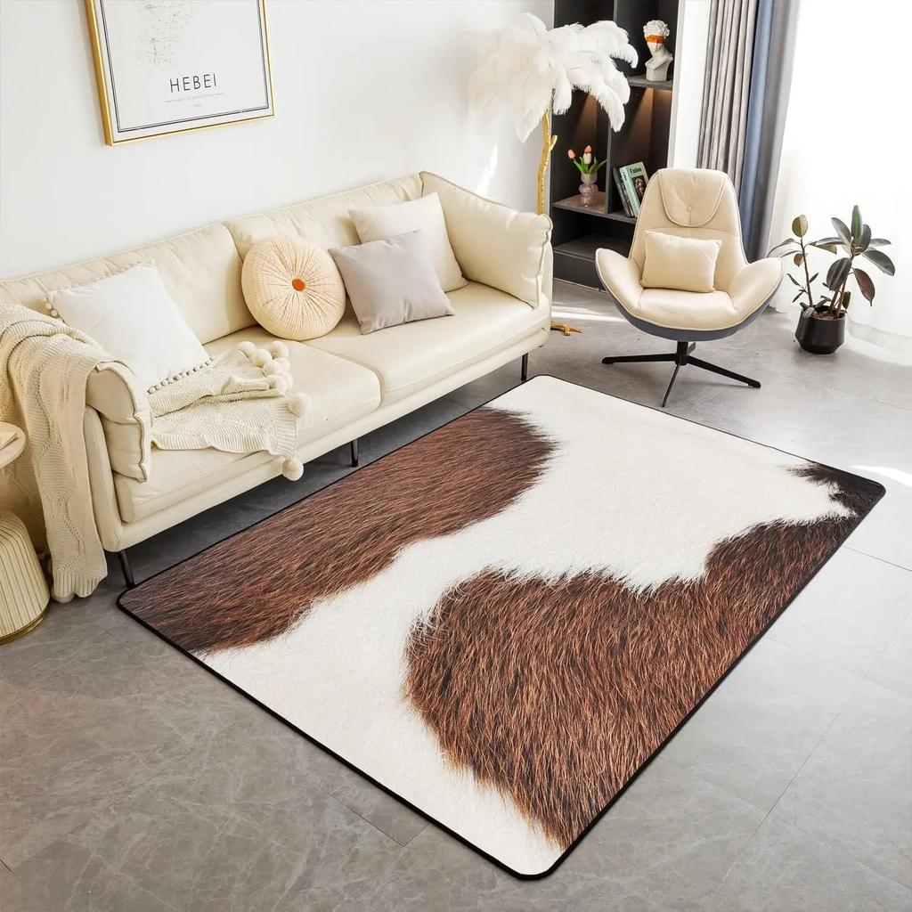 Cowhide Pattern Area Living Room Rugs for Boys Girls Man Cow Spot Wild Animal Decorative Rug Farmhouse Cowboys Bedroom Decor