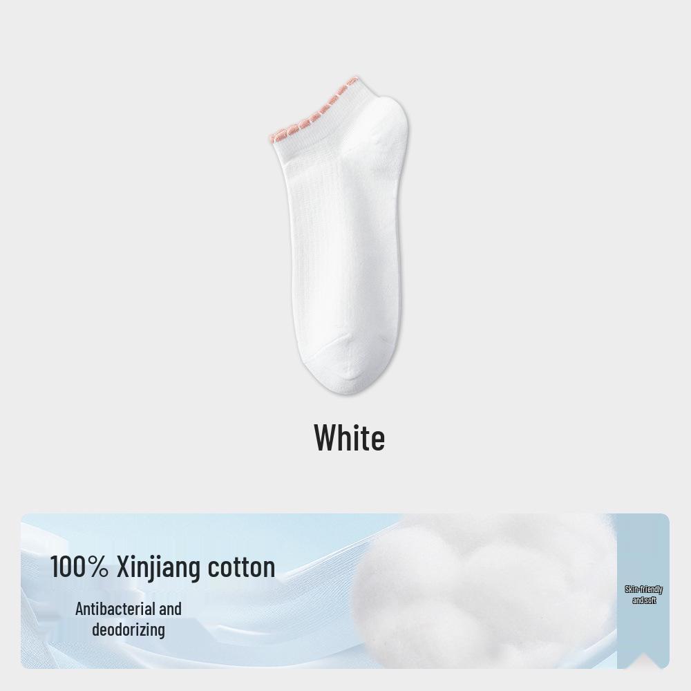 Damen-Kniebundsocken aus reiner Baumwolle mit Spitze - Antibakteriell, Hohe Elastizität, Atmungsaktiv, Vertikale Streifen für Frühling und Herbst.