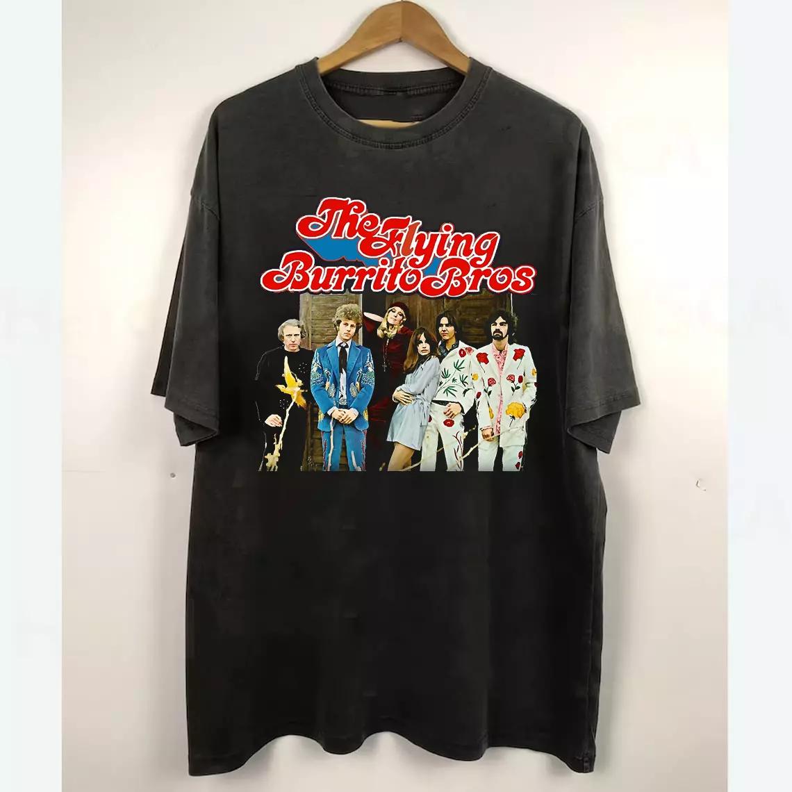 Редкая Черная Унисекс Футболка The Flying Burrito Brothers Концертная уличная одежда S