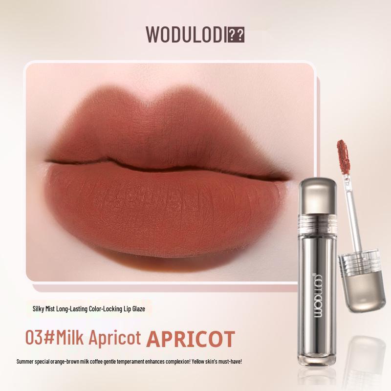 WODWOD Silk Mist Long-Lasting Hydrating Lip Glaze - Lightweight, Rich Color, and Cup-Proof Finish.