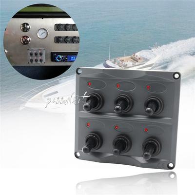 12V/24V Car RV Yacht Conversion Panel 6 Sets of ON-OFF Shaker Switch Panel Switch with LED Indicator with Manual 28PCS Sticker