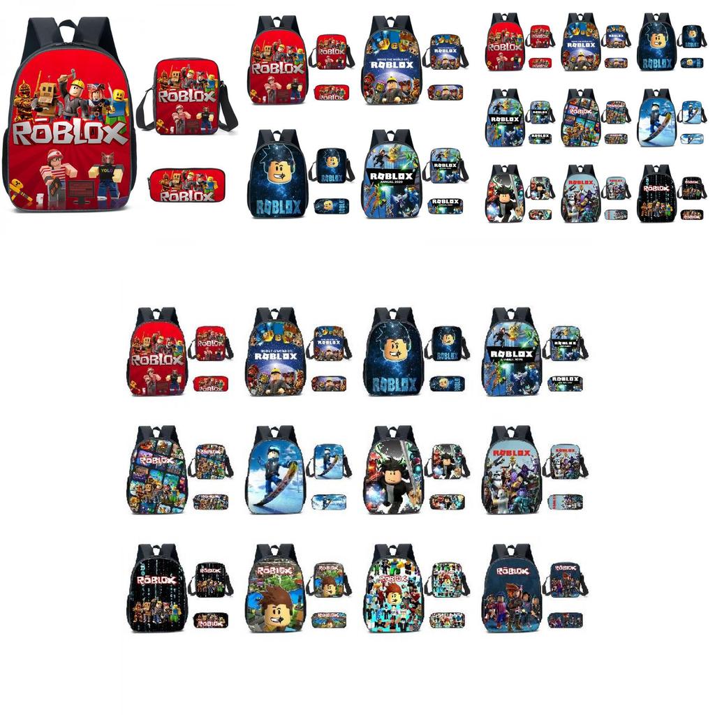 Spacious 20-35l Nylon Roblox Backpack Breathable Cartoon Bag For Students Travel
