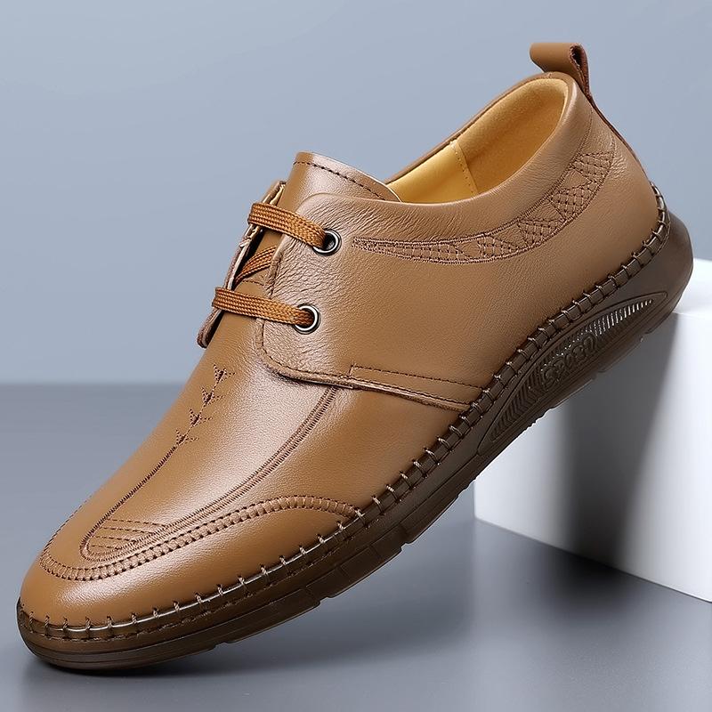 Men Loafers Korean Style Soft Leather Slip-on Shoes Man Daily Casual Lazy Shoe Boat Shoes Soft Non Slip Vulcanized Shoes