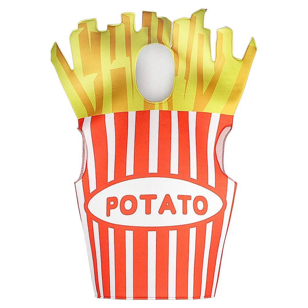 Funny Food Cosplay Halloween Costume Adult Family Fancy Dress Pizza Burger French Fries Sausage Dog Carnival Party Outfit