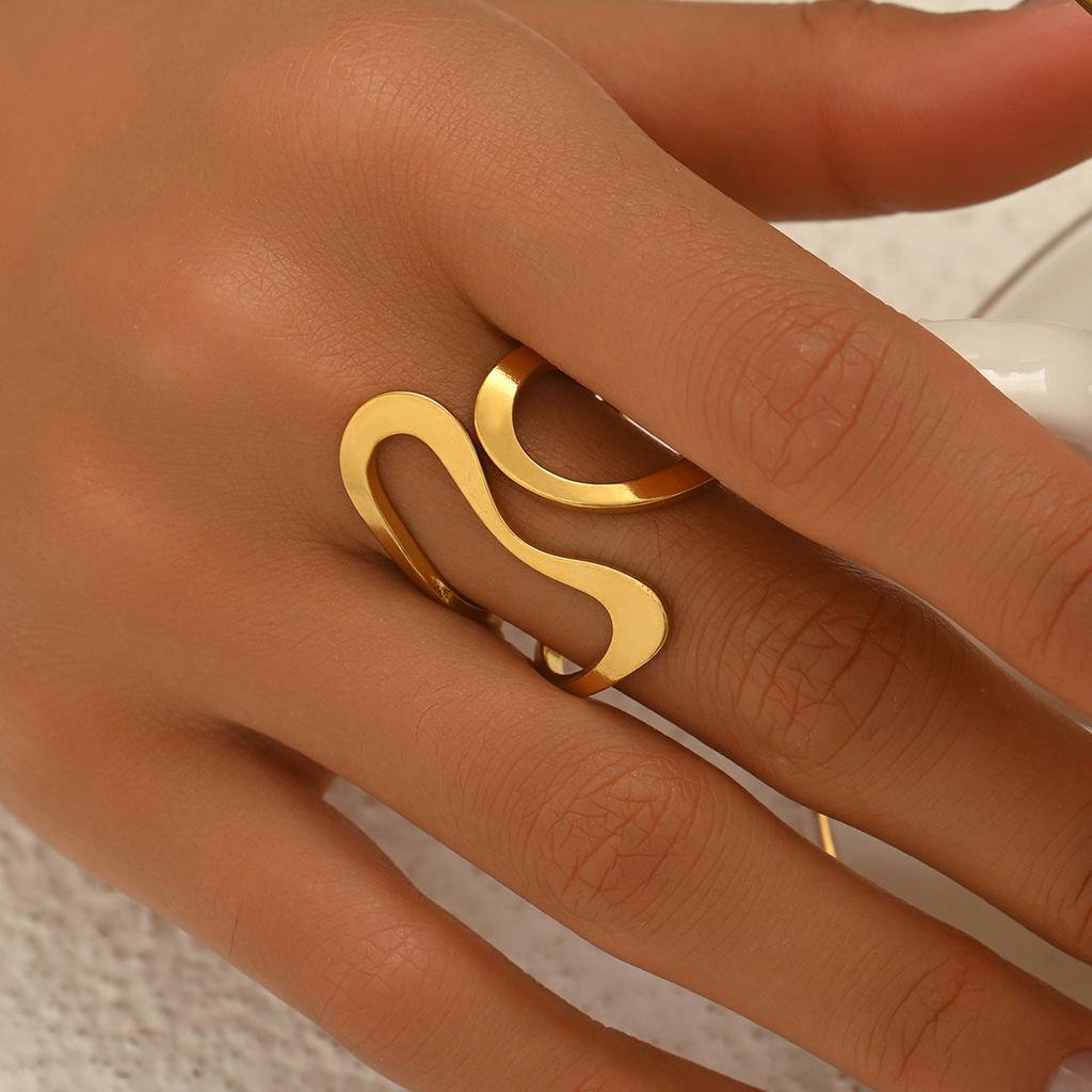 Popular style ladies ring, geometric fold opening irregular design ring Internet celebrity jewelry