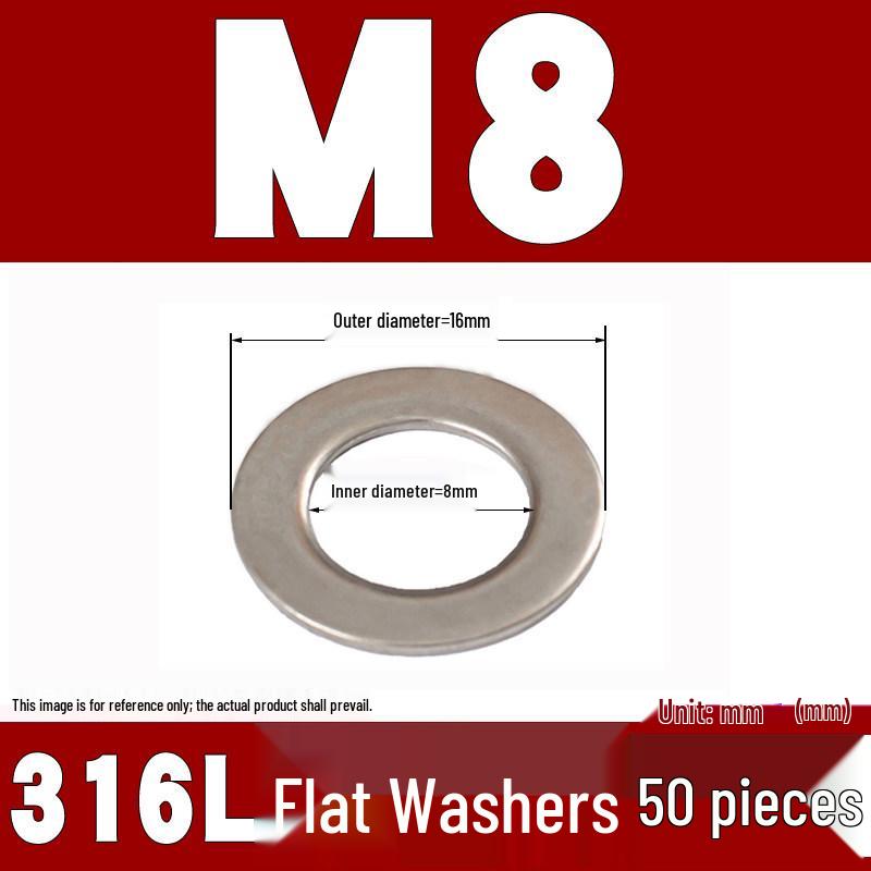 316 Stainless Steel Flat Washer/Gasket for M4-M30 Sizes