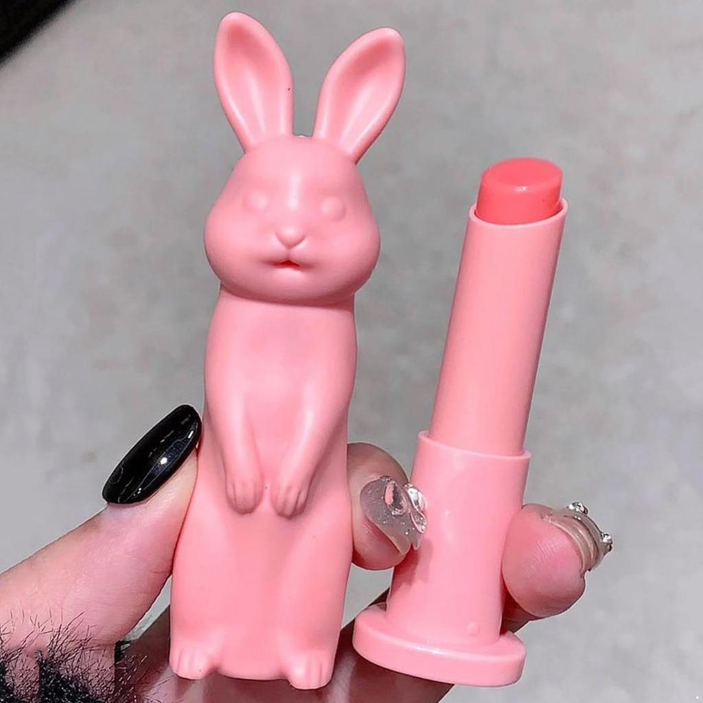 1 Stück Hasenförmiger Lippenbalsam für Frauen Ultra Glatte Textur Nicht Fettend Tägliche Feuchtigkeitspflege Nährende Lippenpflege Niedliches Tierdesign Lippenpomade für Trockene Lippen