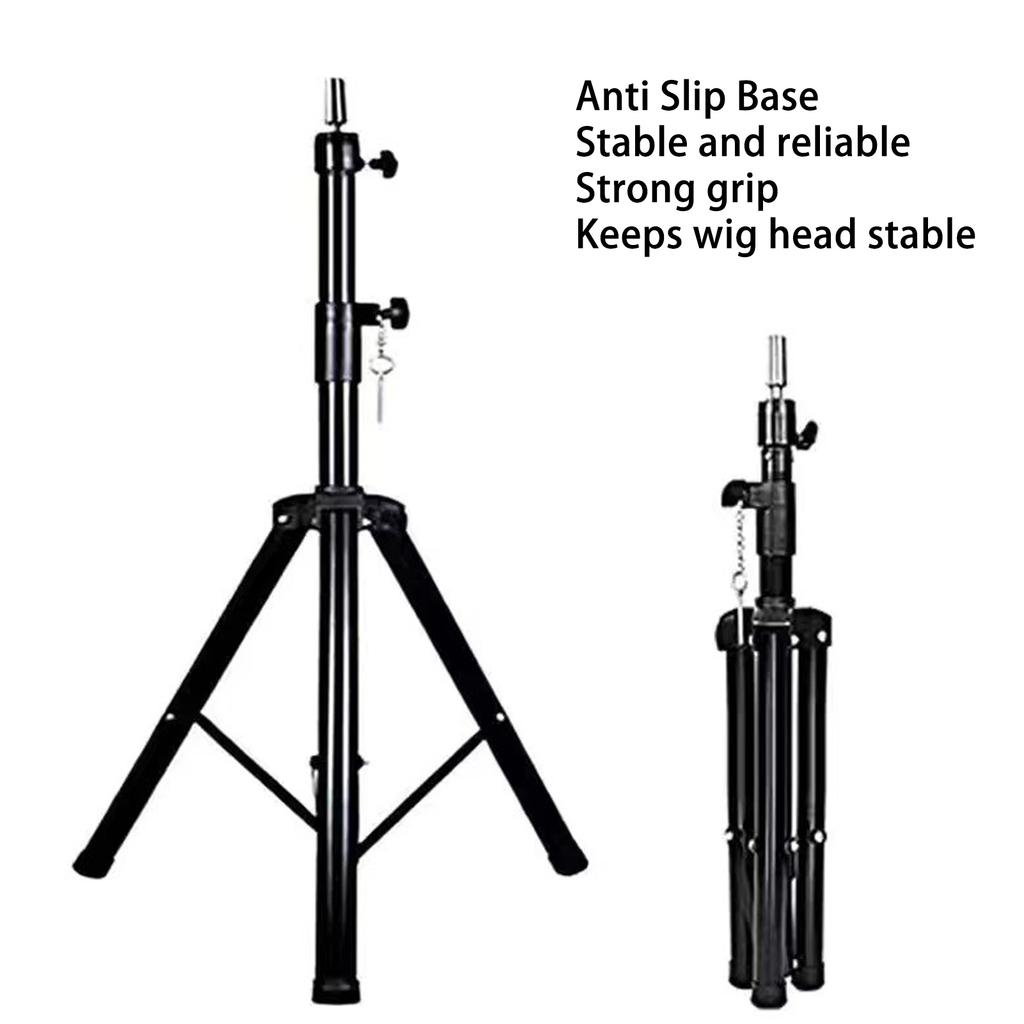 Wig Head Stand Tripod Metal Aluminium Alloy Height Adjustable Mannequin Manikin Training Head Stand