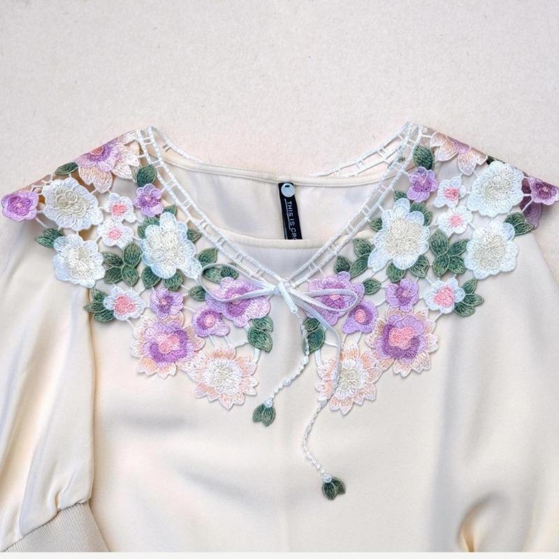 1Pc New Fake Collar Shawl Flower Crochet Shirt Women Detachable Collar Half Shirt Faux Collar