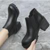 New Autumn And Winter Fashionable And Comfortable Round Toe High Heels Casual Thick Heel Solid Color Sleeve Fashion Boots