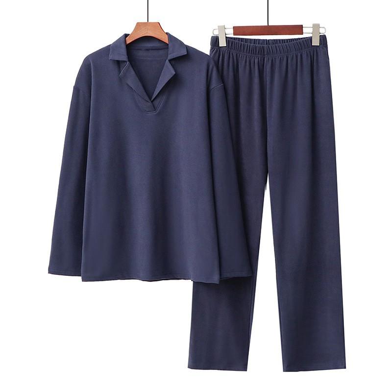 Par Pyjamas Sæt V-hals Langærmet Tyk Varm Loungewear Mænd Kvinder