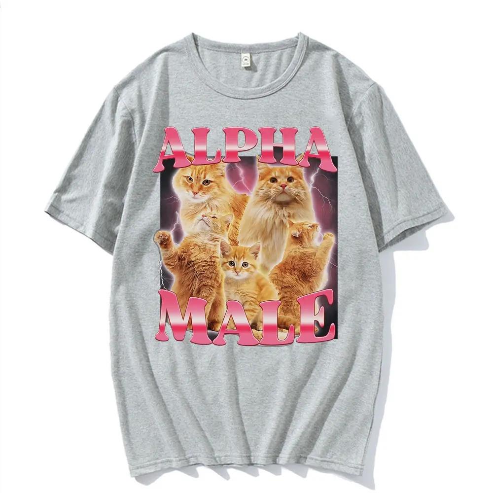 Alpha Male Cat Kitten Funny Meme T ShirtS Women's Clothing Fashion Cute T-shirt Women Casual Short Sleeve T Shirt Tops