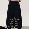 Retro Street Letter Printed Wide Leg Sweatpants Women's New Retro Loose Casual Sweatpants