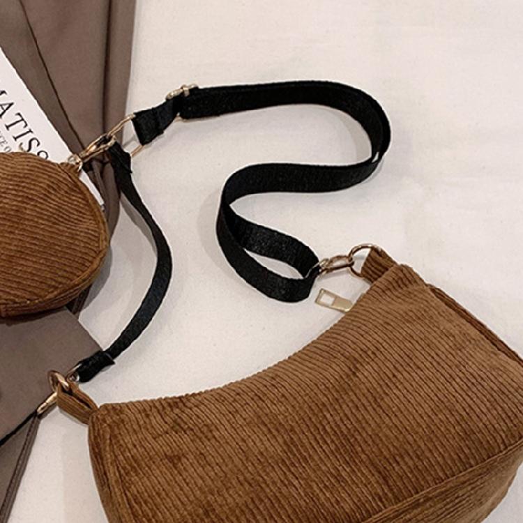 Corduroy Shoulder Bag with Mini Coin Pouch Crossbody Bags for Your Necessities