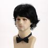 Men Short Layered Brown Hair with Bangs Synthetic Black Wigs for Male Daily Cosplay Party Heat Resistant Fibre