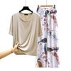 T-shirt girocollo in modal con pantaloni a gamba larga floreali in popeline Set pigiama estivo sottile Tuta casual larga per dormire Loungewear comodo tutto da abbinare