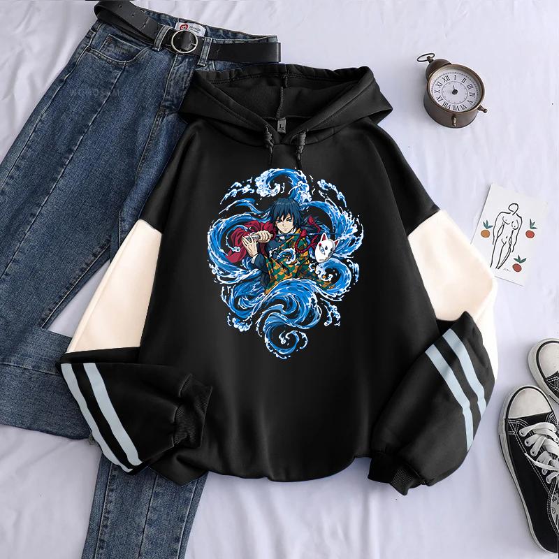 2025 Hot Anime Demon Slayer Graphic Hoodies Tomioka Giyuu Manga Hoodie Long Sleeves Fleece Loose Sweatshirt Men Women Clothing