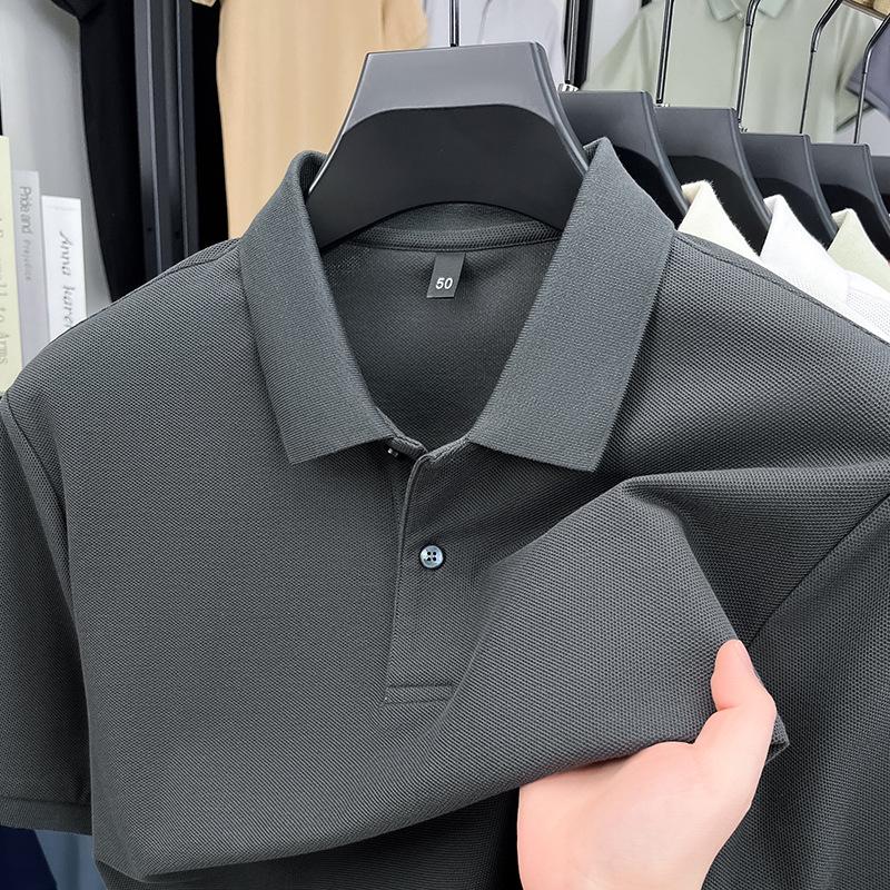 Men's Summer 2025 Pure Cotton Short Sleeve Lapel T-shirt