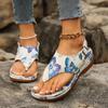 2024 Ethnic Style Plus Size Embroidered Floral Wedge Sandals with Back Strap for Women