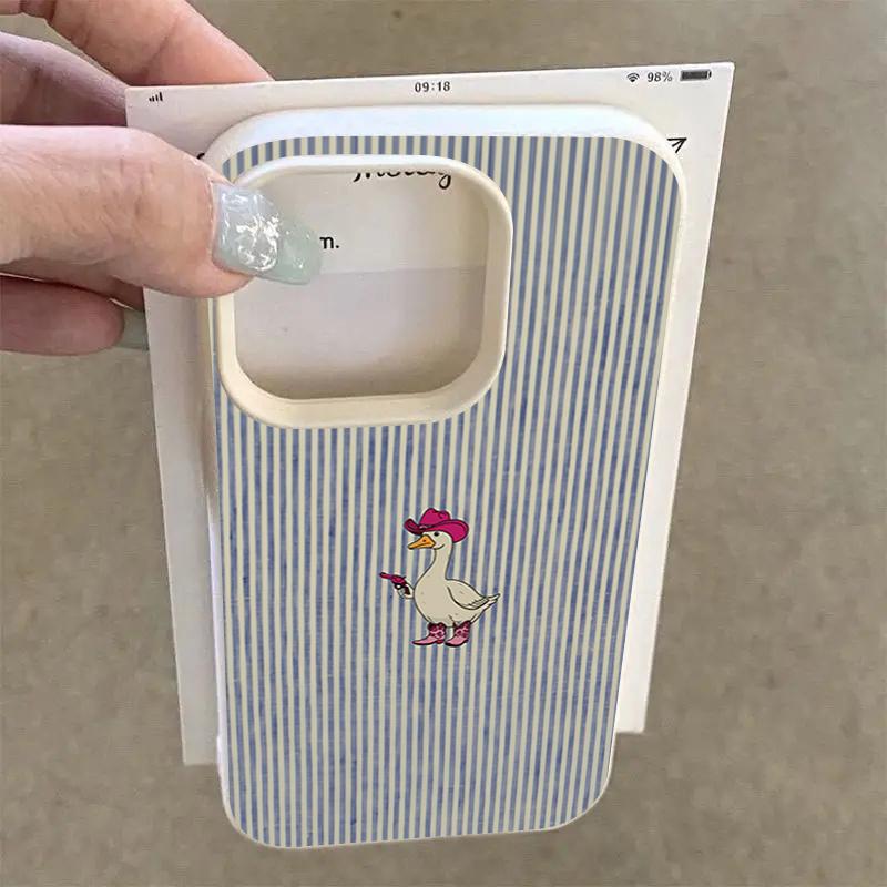 Western Cowboy Goose Stripe Pattern Phone Case For iPhone 17 Pro Max 16 15 14 13 12 11 Pro 14 15 Plus 17 Air Silicone Soft Cover