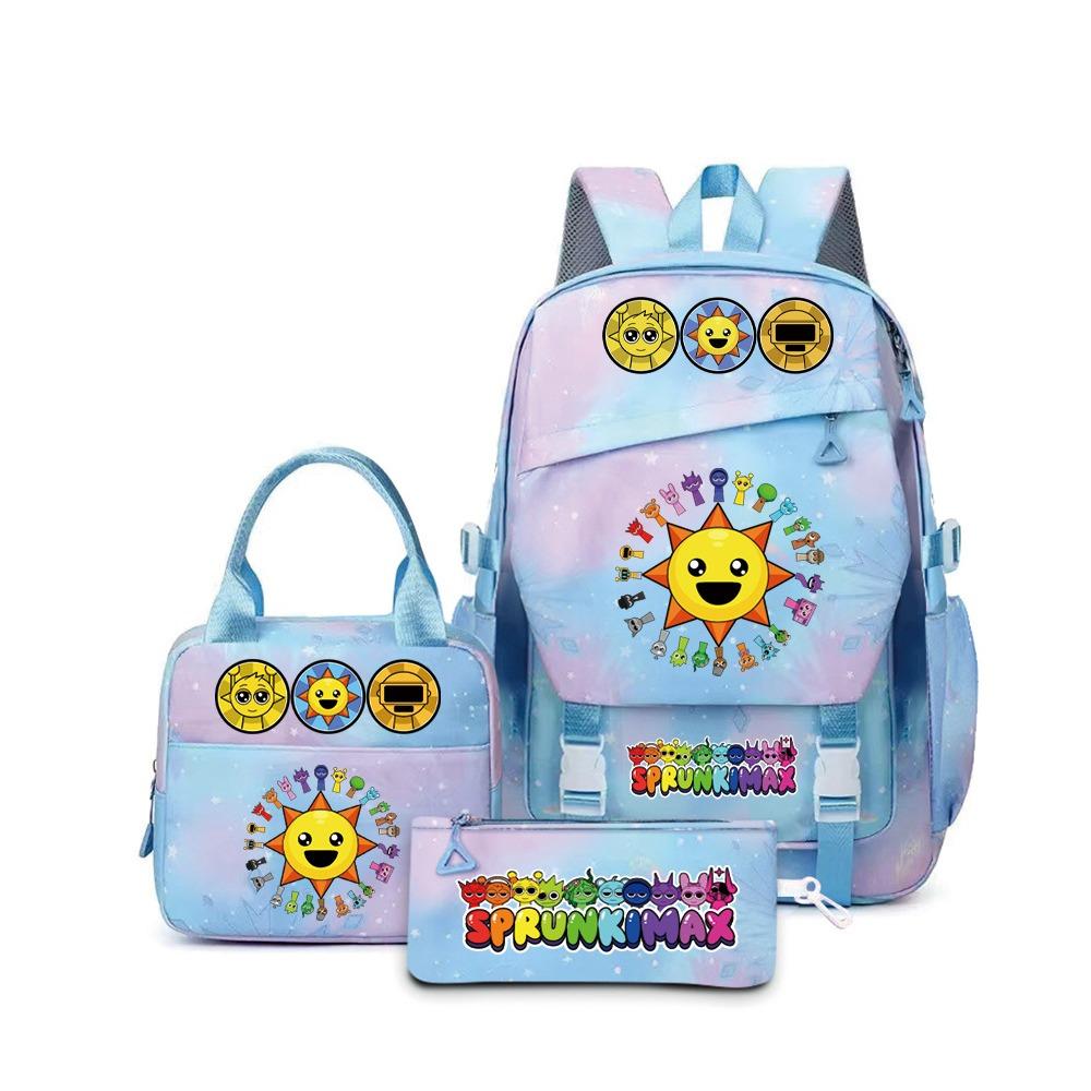 SprunkiPlush Rhythm Box School Bag Student Large Capacity Storage Backpack Backpack Three-piece Set L