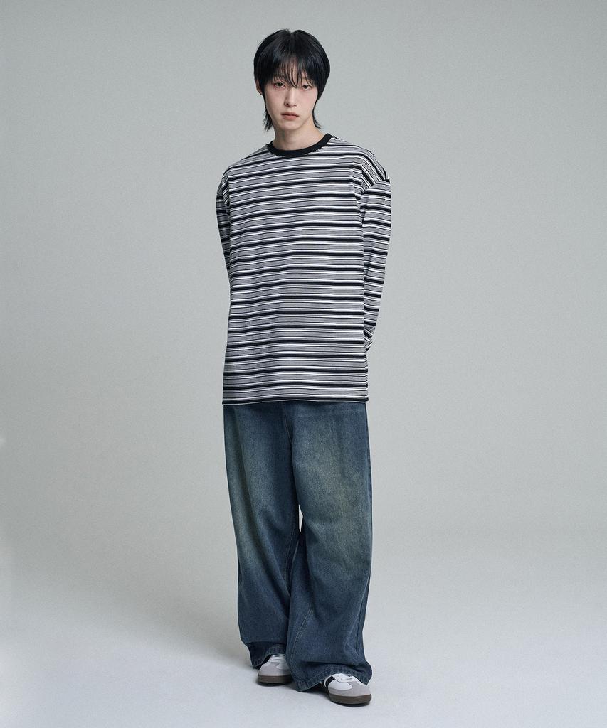 Mubeun More Wide Denim Pants Deep Blue