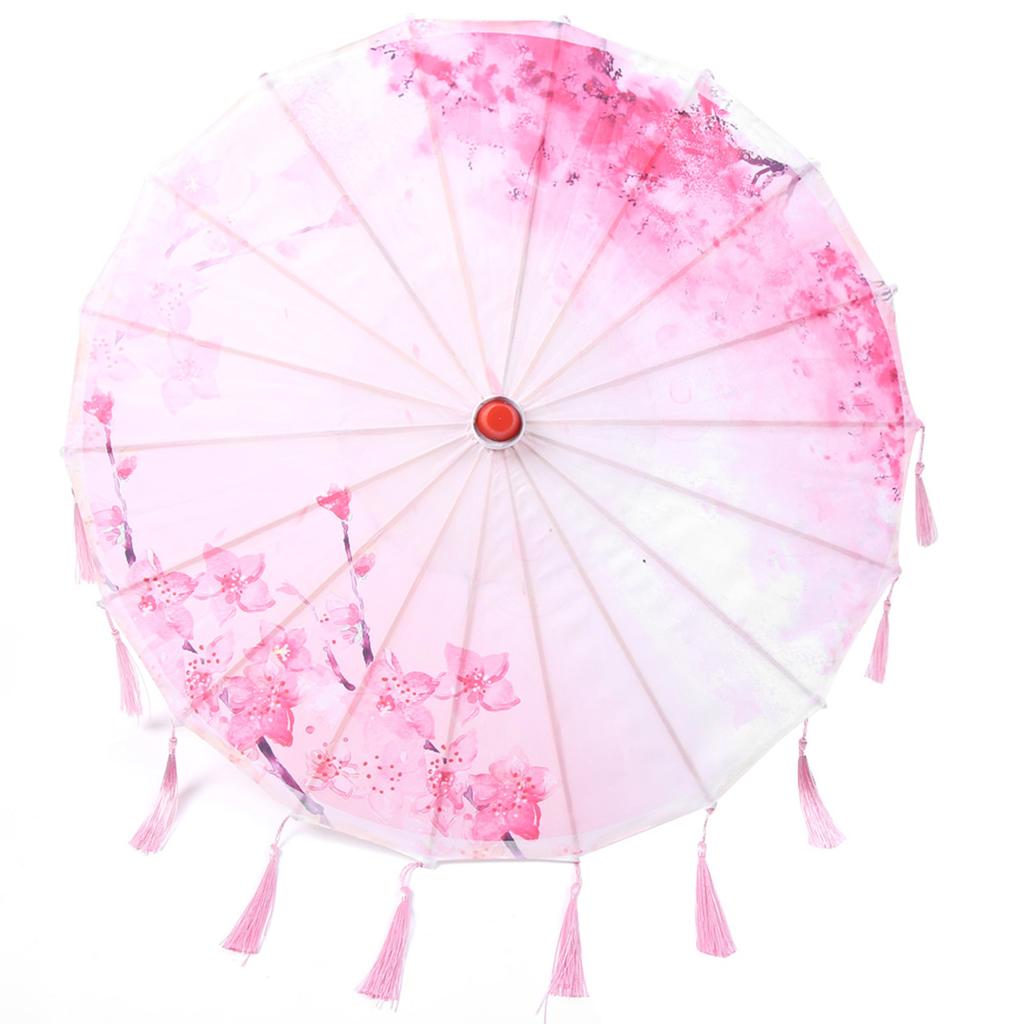 Umbrelă cu Ciucuri de Mătase Artă Meșteșug Decorativă Foto Dans Performanță Recuzită Cosplay Umbrelă Roz