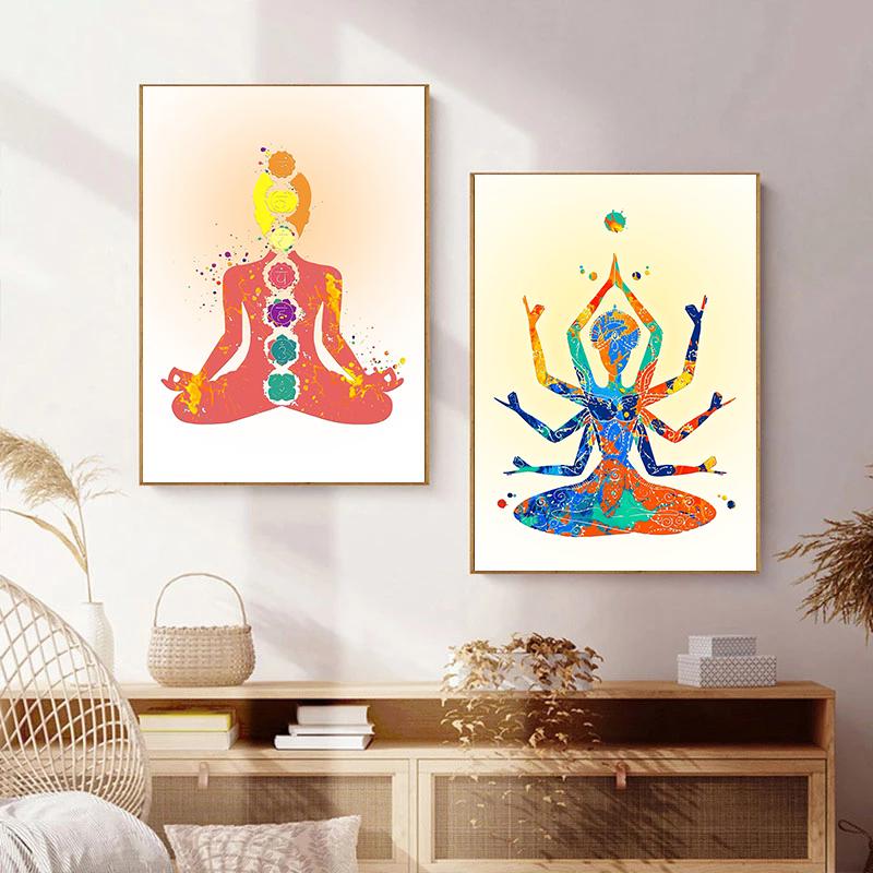 Classic Buddha Yoga Encourage Posters Lotus Posture Meditation Modern Prints Canvas Wall Art Pictures Home Living Room Decor