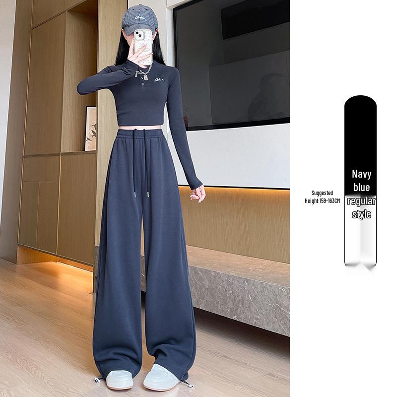 

Женские темно-синие джоггеры с широкими штанинами и манжетами - Маленький размер, свободный крой, стройнящий эффект. 2025 Extra Large