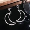 Geometric Hollow Out Rhinestone Crescent Earrings - Women's Copper Stud Jewelry